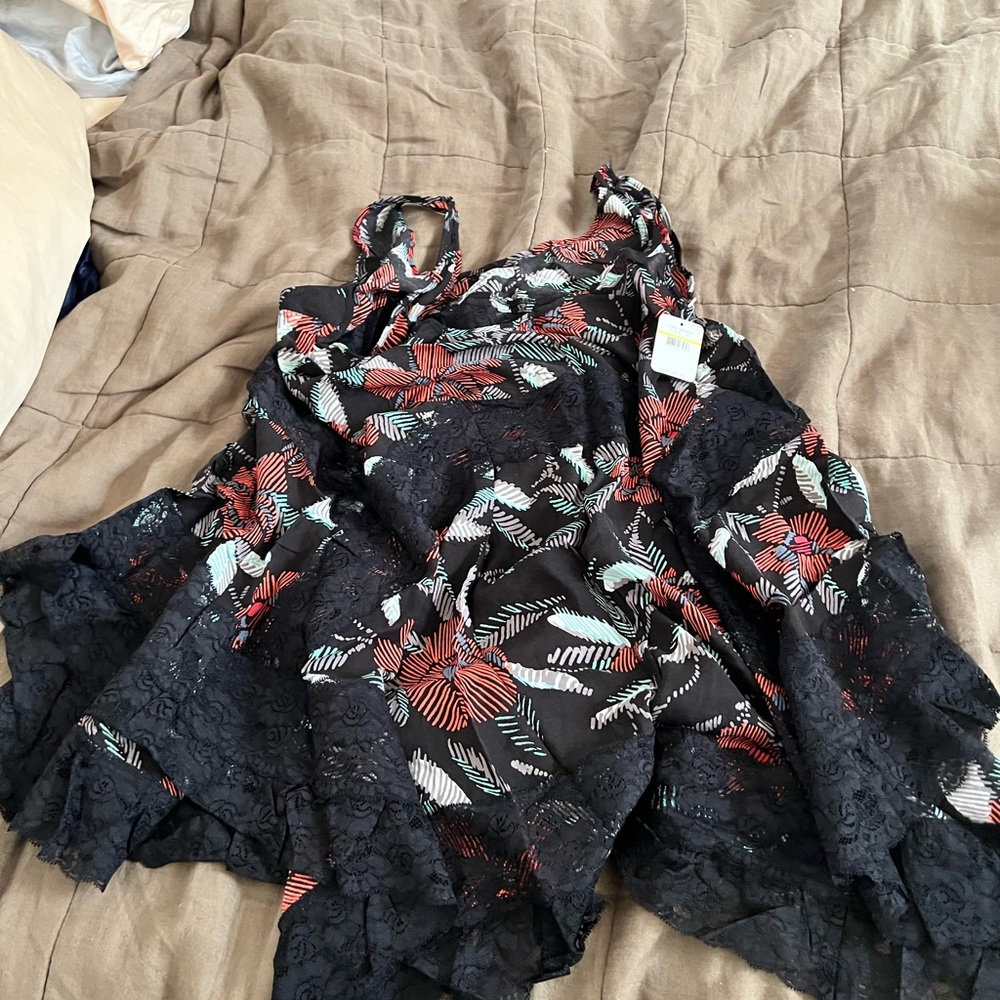Free People Black Floral Lace Dress